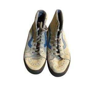 Vans Sk8-Hi Leather High Top Sneaker Cream Blue Gum Sole 721454 Mens 8 Women 9.5